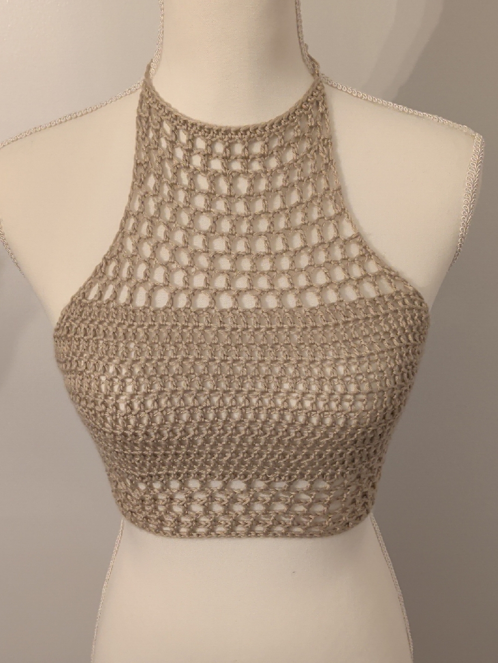 Crochet Halter Crop Top-homeade- Fits A Size Small